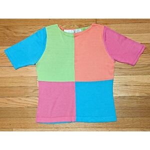 Color-block Silk Lore By Beth Terrell Silk Blend Top